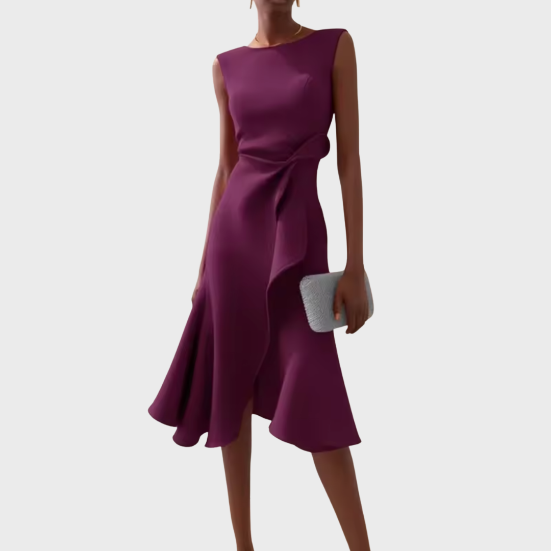 Sheila | Draped Asymmetric Midi Dress