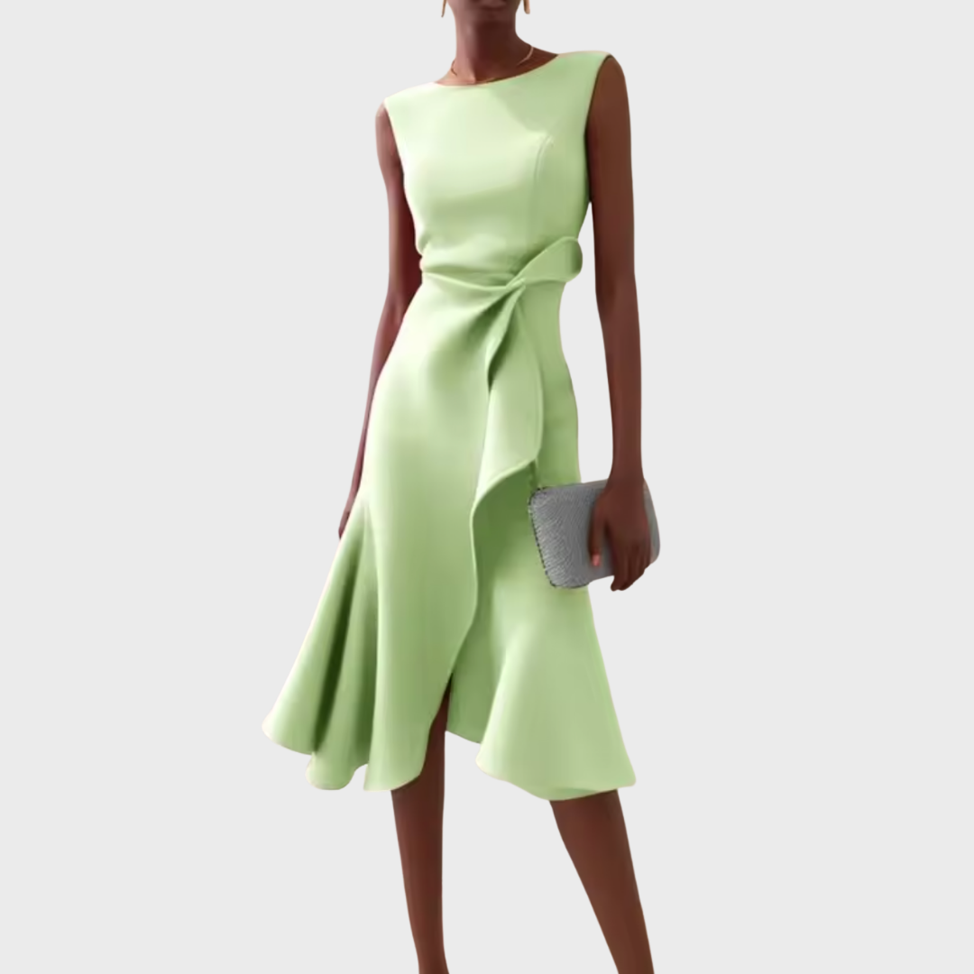 Sheila | Draped Asymmetric Midi Dress