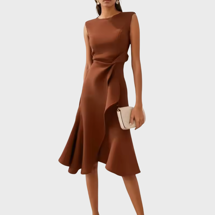 Sheila | Draped Asymmetric Midi Dress