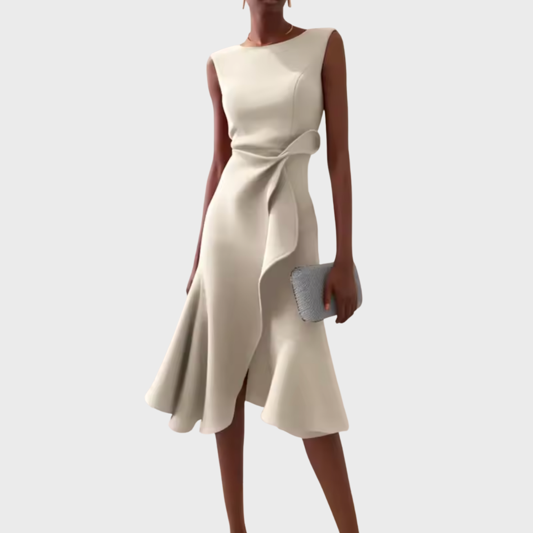 Sheila | Draped Asymmetric Midi Dress