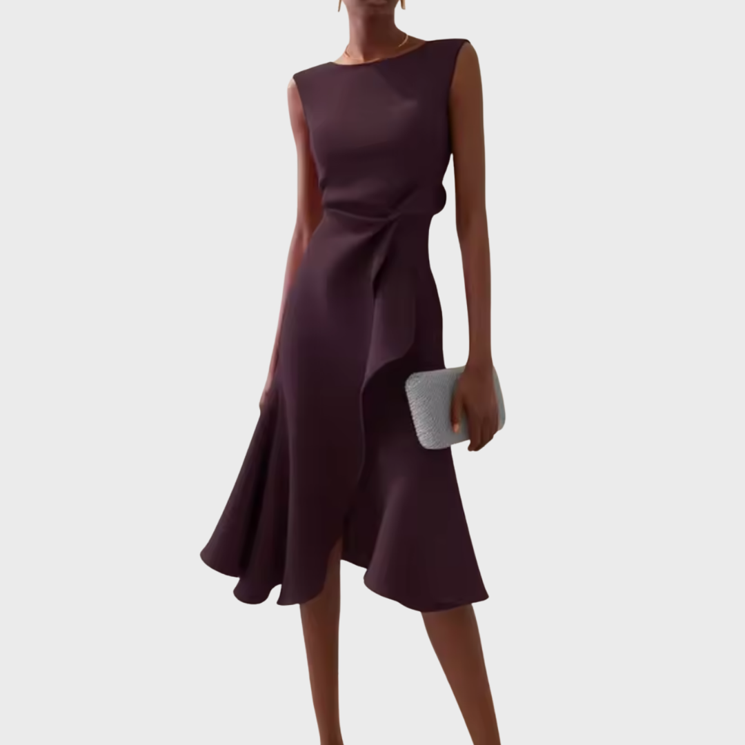 Sheila | Draped Asymmetric Midi Dress