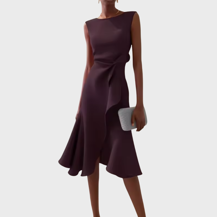 Sheila | Draped Asymmetric Midi Dress
