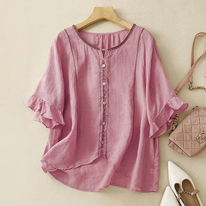 Gia | Pattern Ruffle Sleeve Blouse