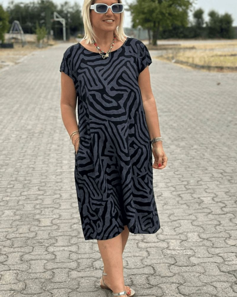Christina | Summer Dress with Round Neck and Elegant Print