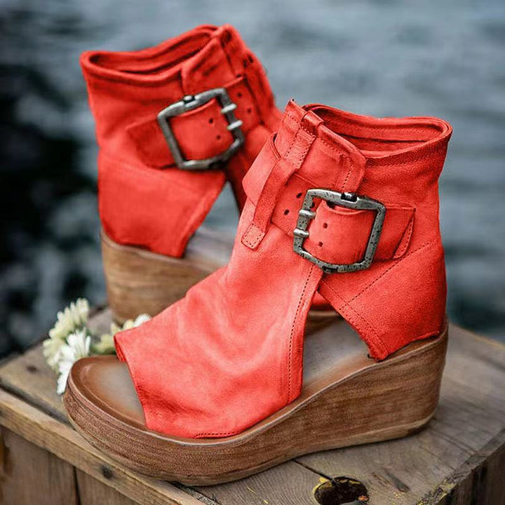 Dawn | Wedge Sandals with Buckle in Boho Style