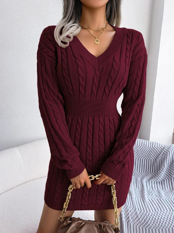 Savannah | Cozy Long Sleeve V-Neck Dress