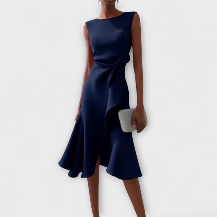 Sheila | Draped Asymmetric Midi Dress