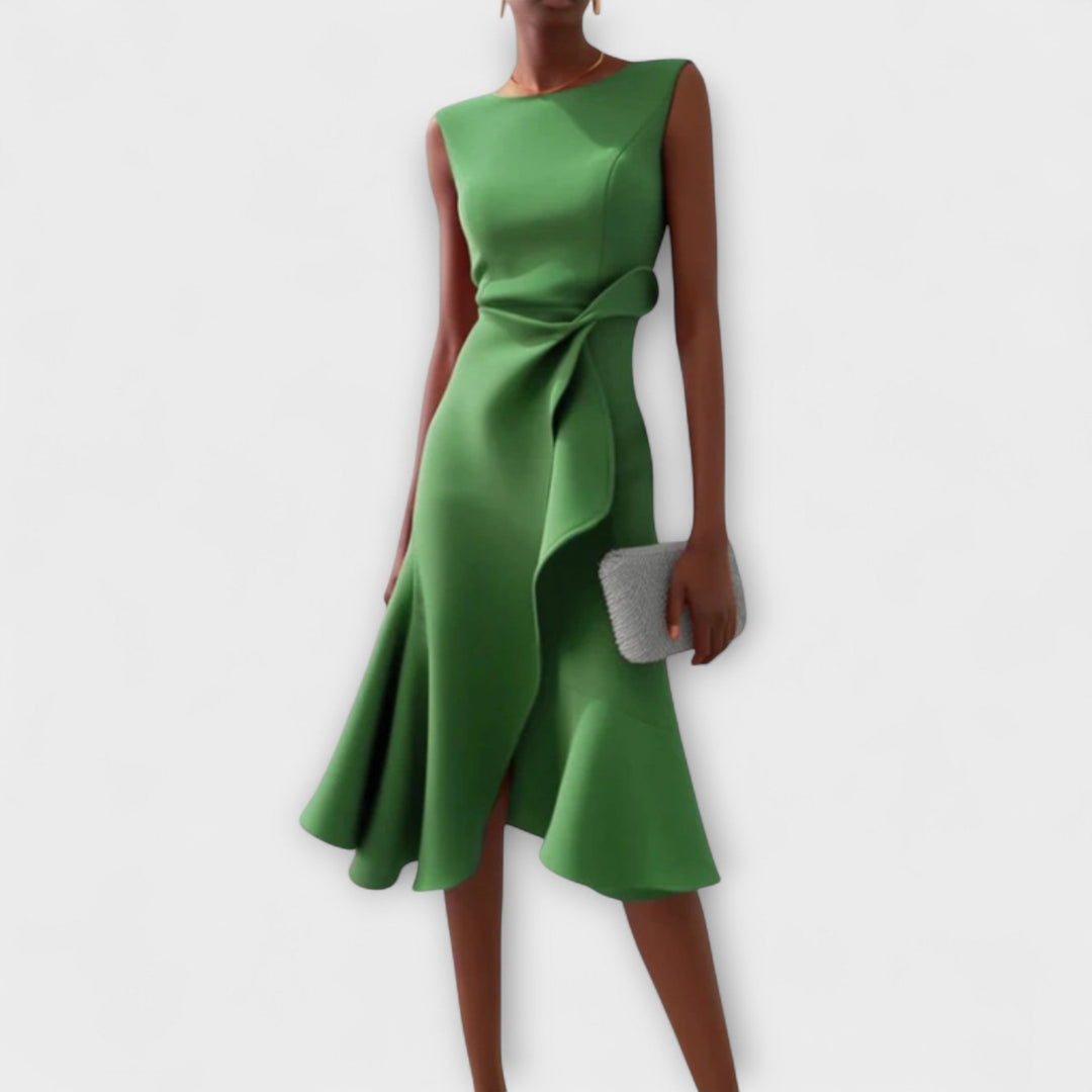 Sheila | Draped Asymmetric Midi Dress