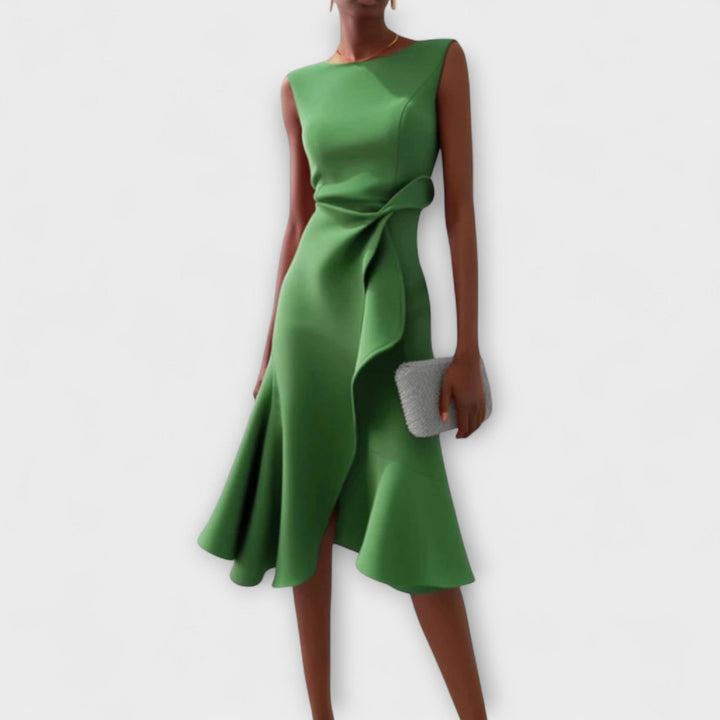 Sheila | Draped Asymmetric Midi Dress