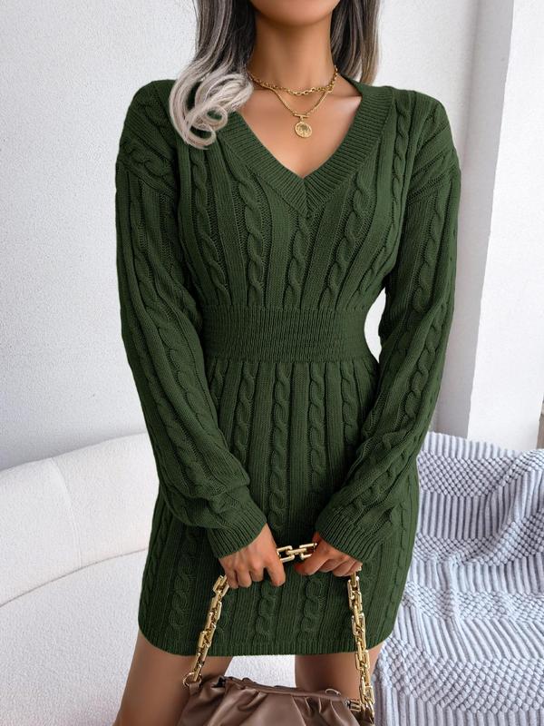 Savannah | Cozy Long Sleeve V-Neck Dress