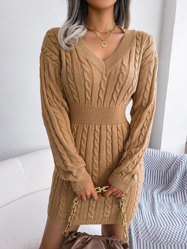 Savannah | Cozy Long Sleeve V-Neck Dress