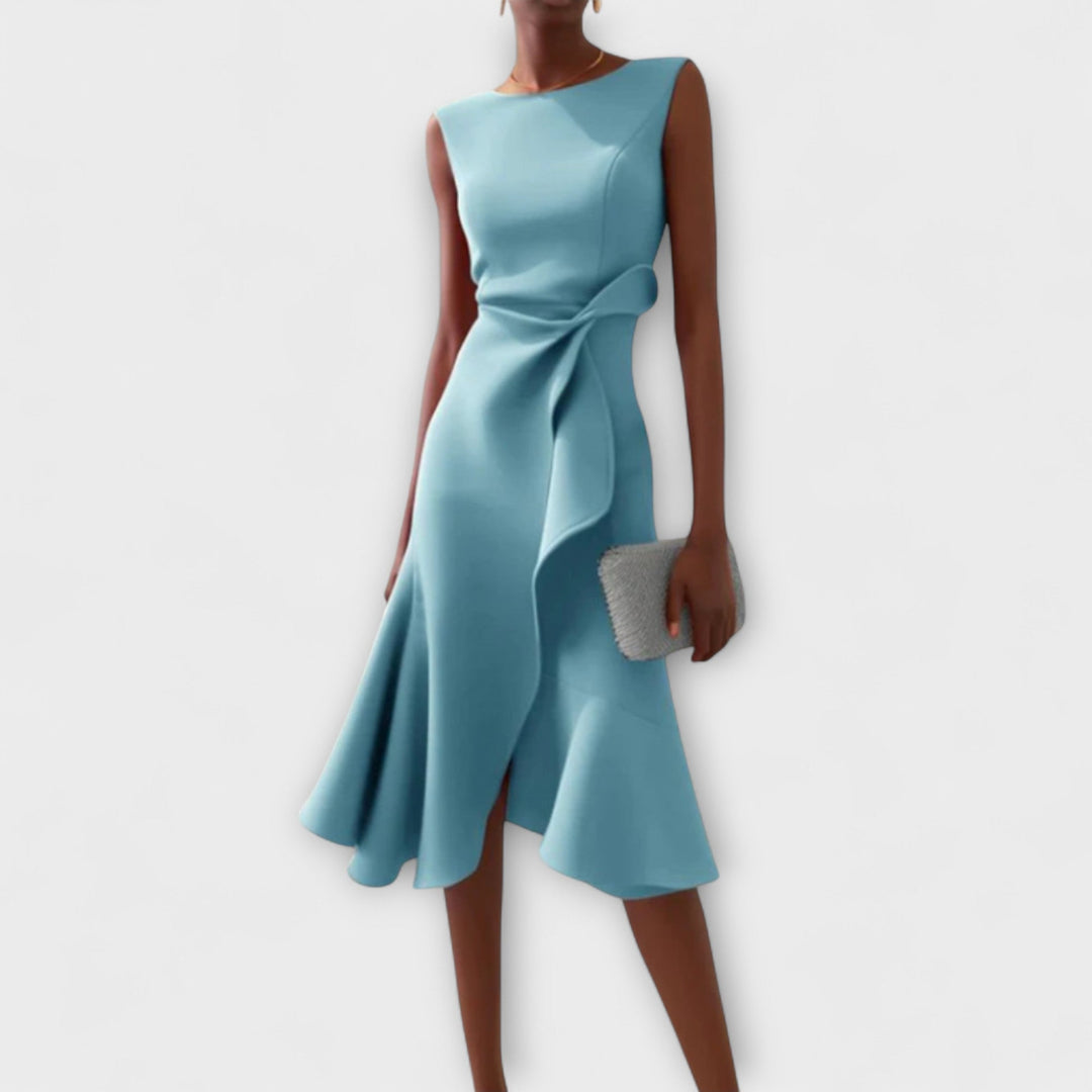 Sheila | Draped Asymmetric Midi Dress