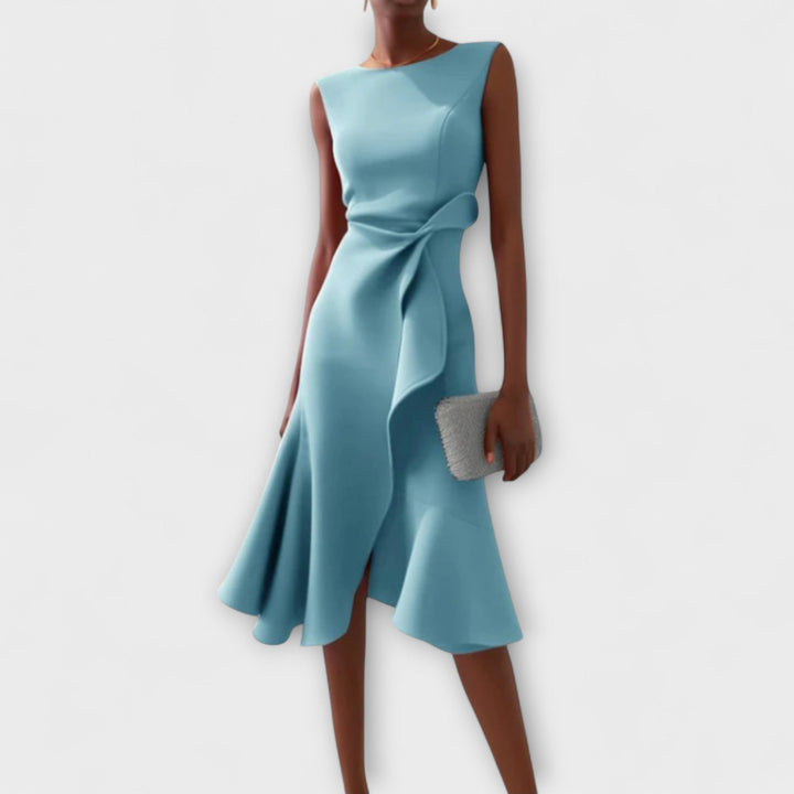 Sheila | Draped Asymmetric Midi Dress