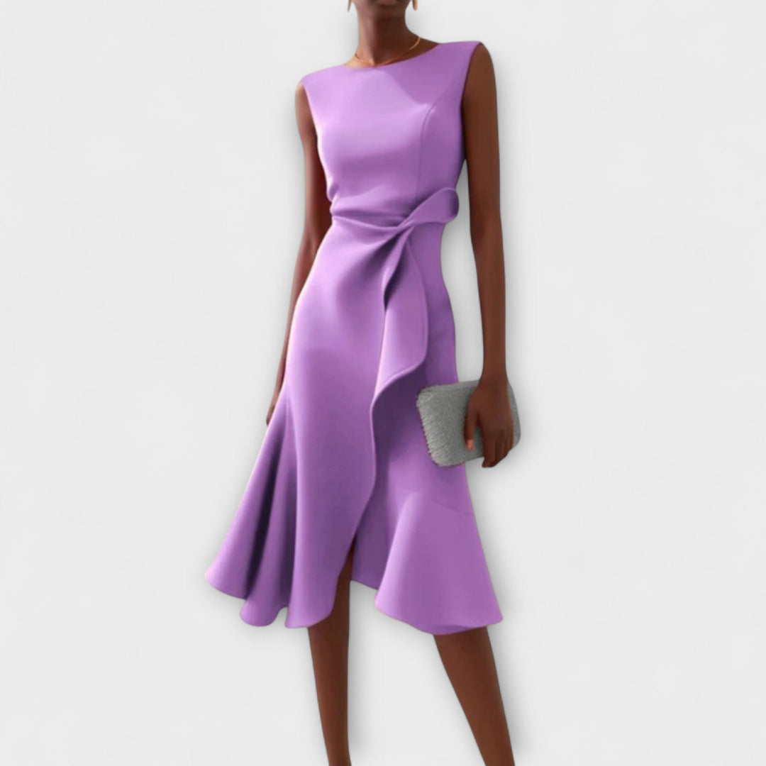 Sheila | Draped Asymmetric Midi Dress