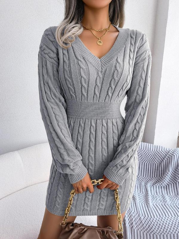 Savannah | Cozy Long Sleeve V-Neck Dress
