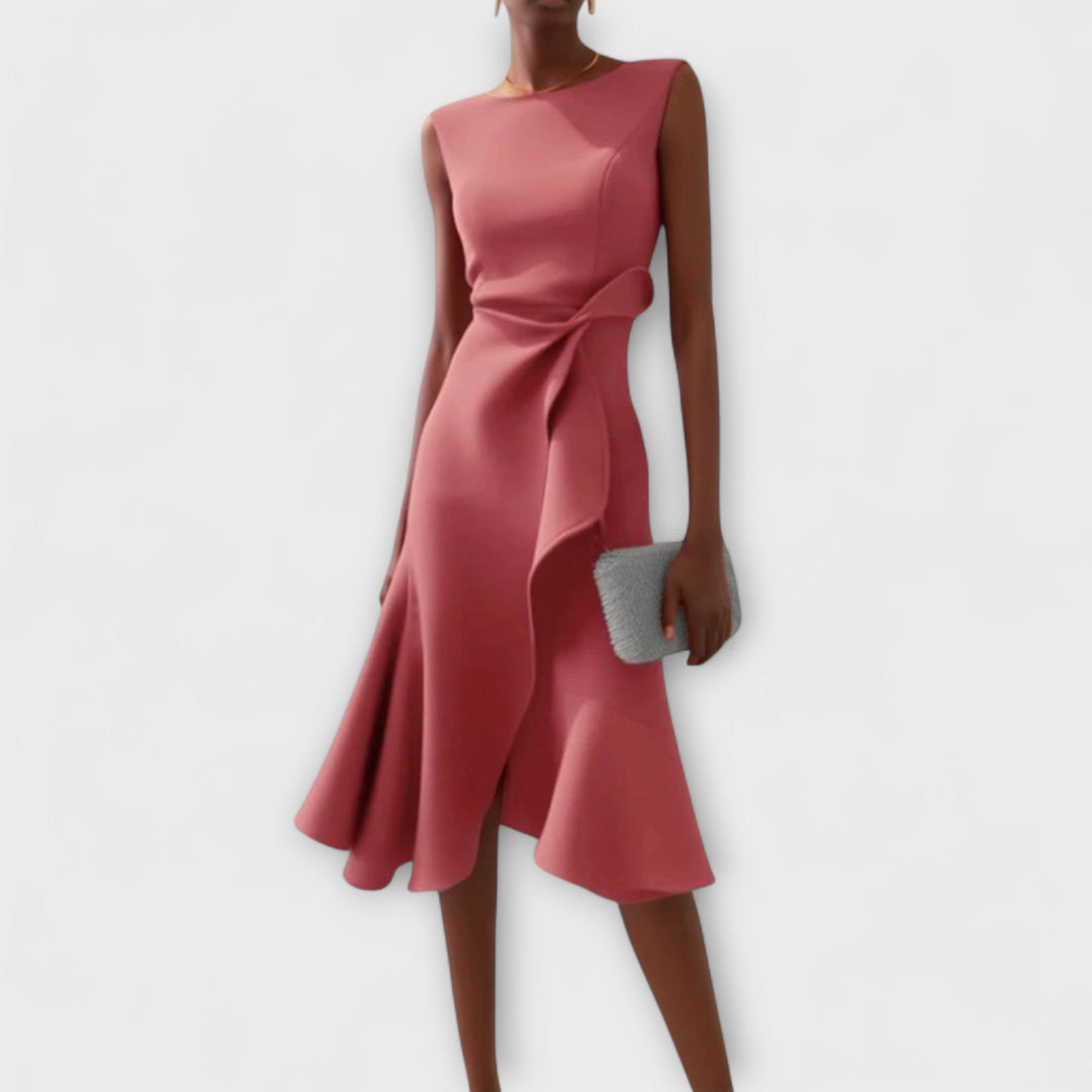 Sheila | Draped Asymmetric Midi Dress