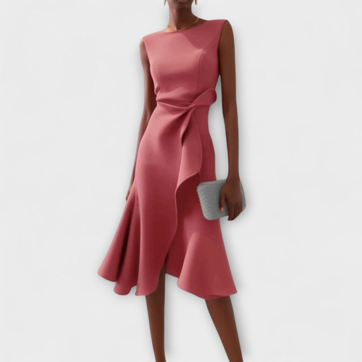 Sheila | Draped Asymmetric Midi Dress