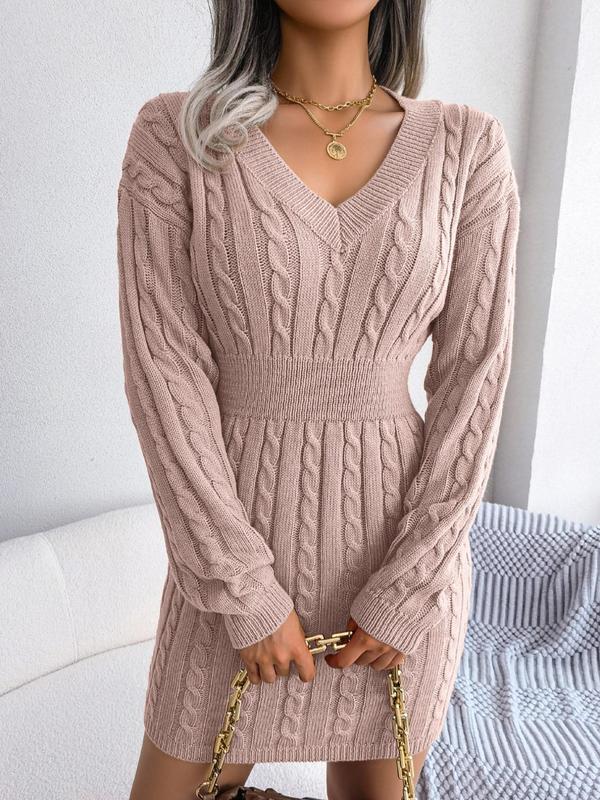 Savannah | Cozy Long Sleeve V-Neck Dress