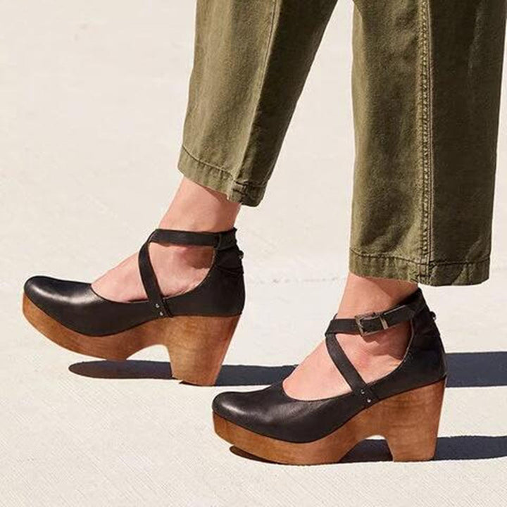 Teresa | Elegant Wedge Heels with Closed Toe &amp; Ankle Strap