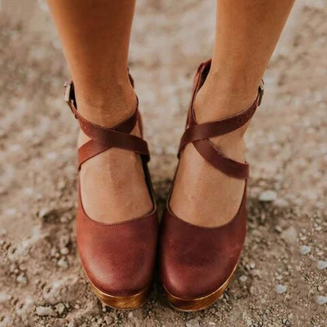 Teresa | Elegant Wedge Heels with Closed Toe &amp; Ankle Strap