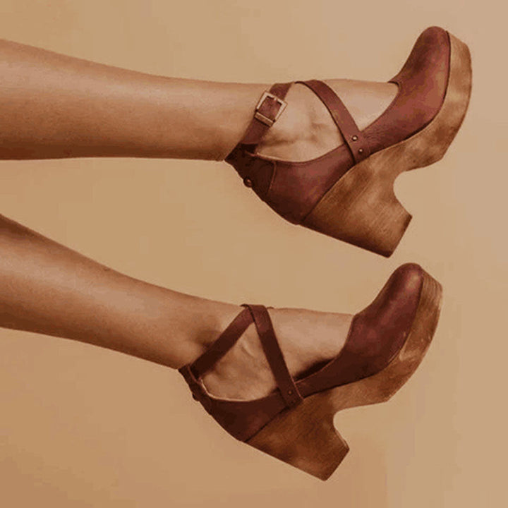 Teresa | Elegant Wedge Heels with Closed Toe &amp; Ankle Strap