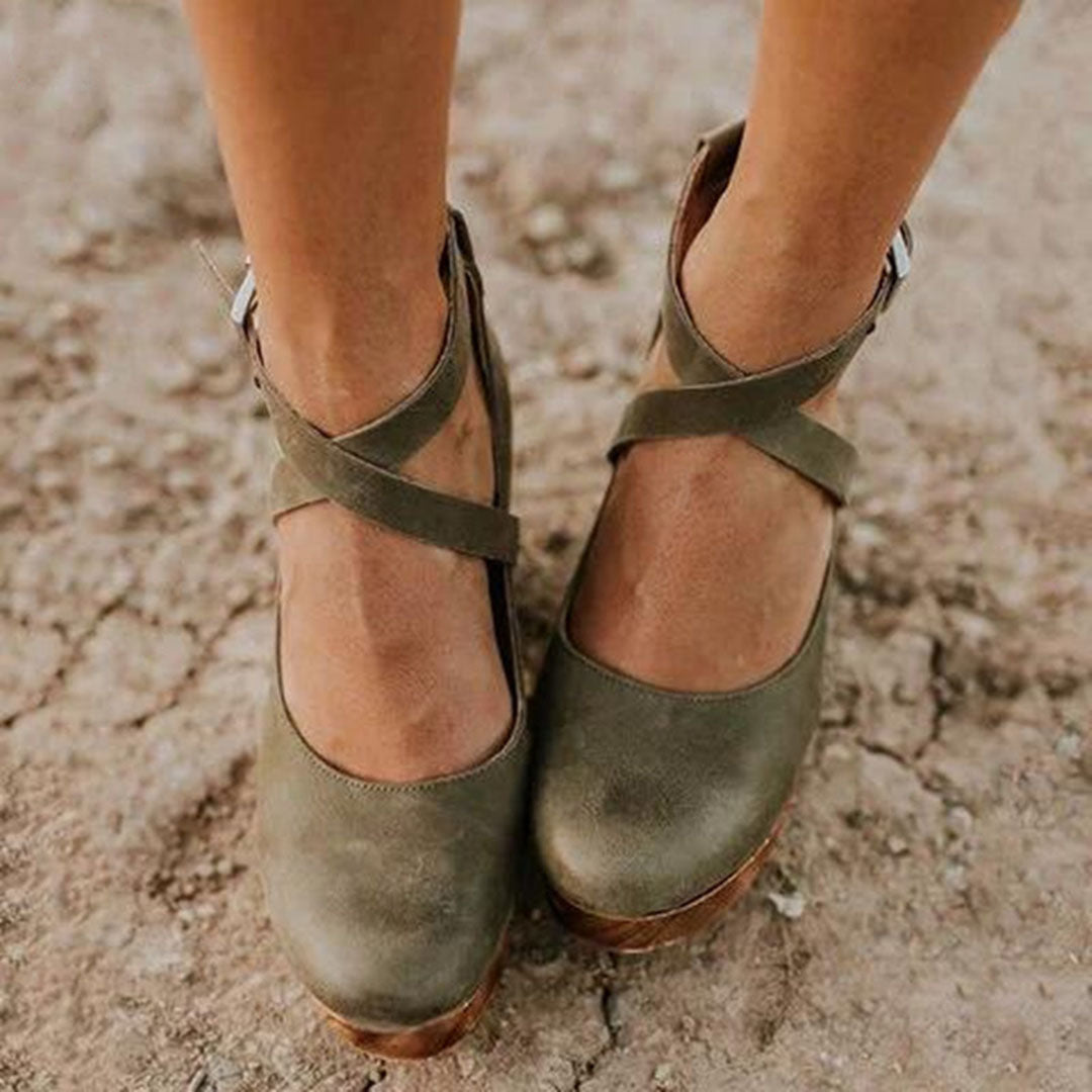 Teresa | Elegant Wedge Heels with Closed Toe &amp; Ankle Strap