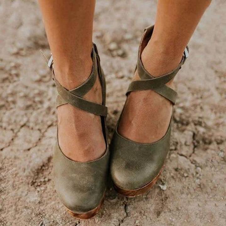 Teresa | Elegant Wedge Heels with Closed Toe &amp; Ankle Strap