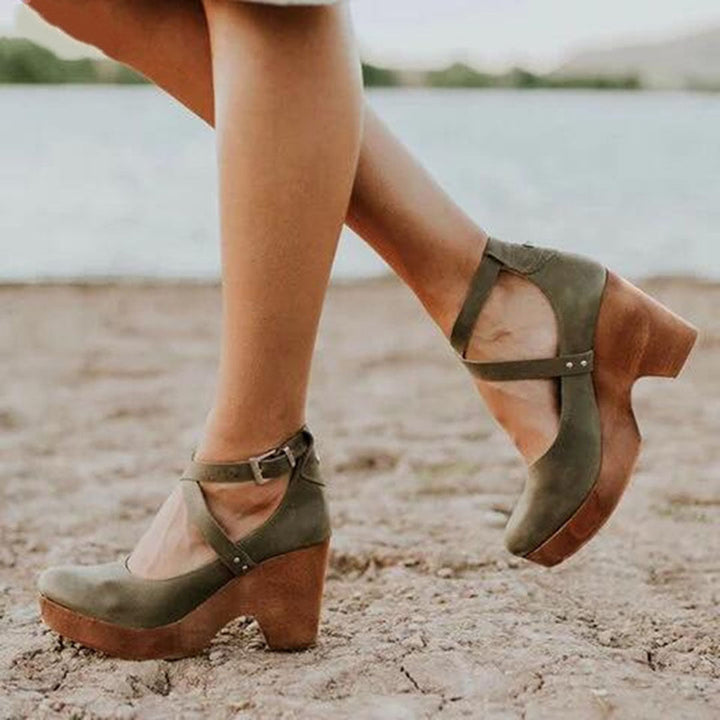Teresa | Elegant Wedge Heels with Closed Toe &amp; Ankle Strap