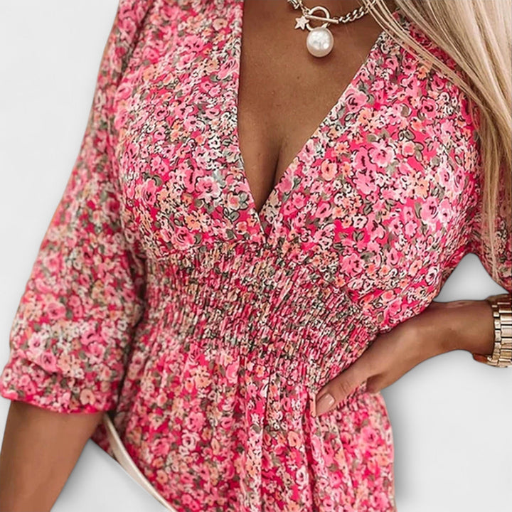 Linda | Floral Puff Sleeve Dress for Women