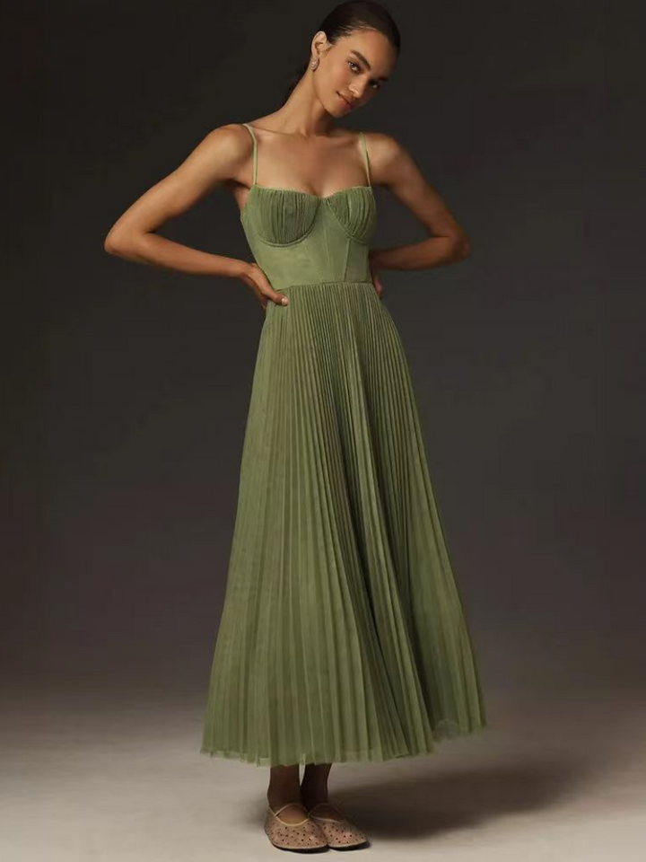 Sonya | Sculpted Pleated Maxi Dress