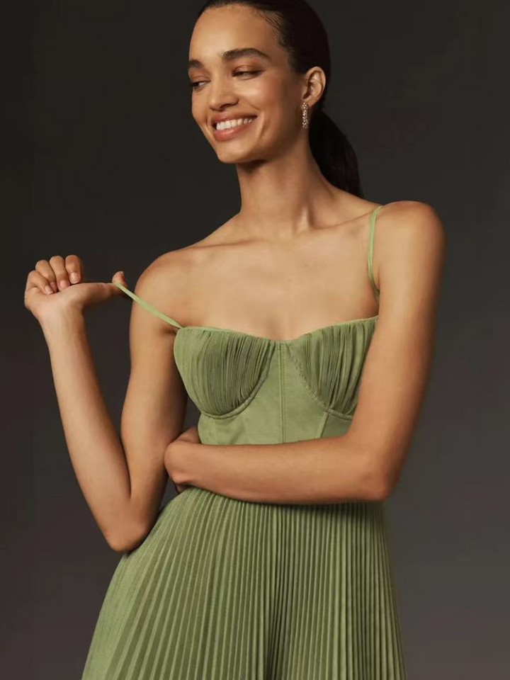 Sonya | Sculpted Pleated Maxi Dress
