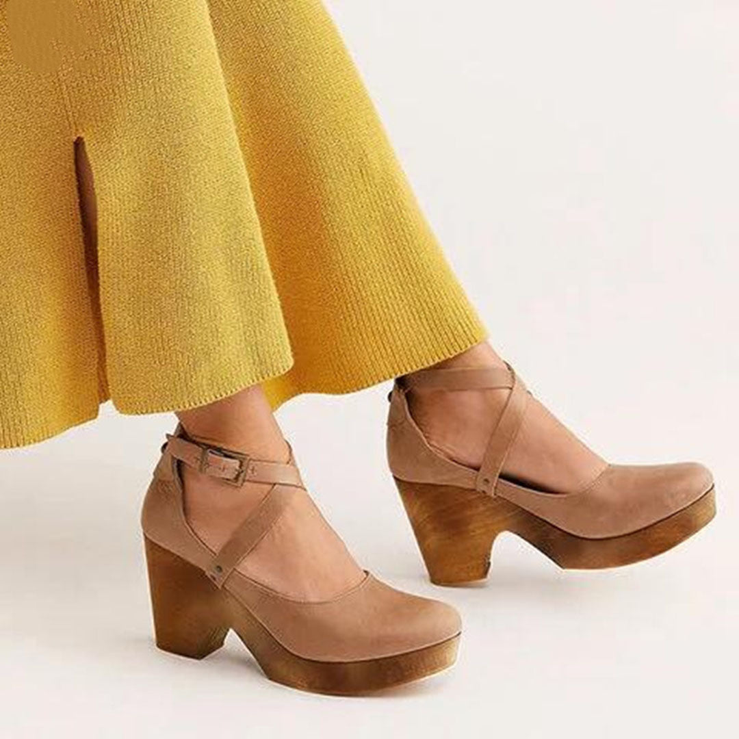 Teresa | Elegant Wedge Heels with Closed Toe &amp; Ankle Strap