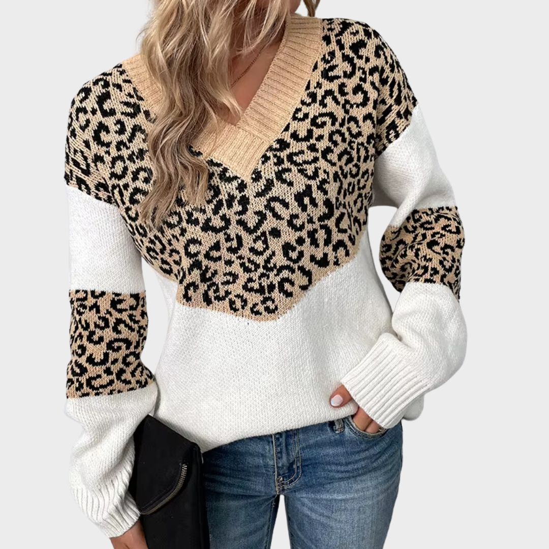 Gabriela | Elegant V-neck Sweater Leopard