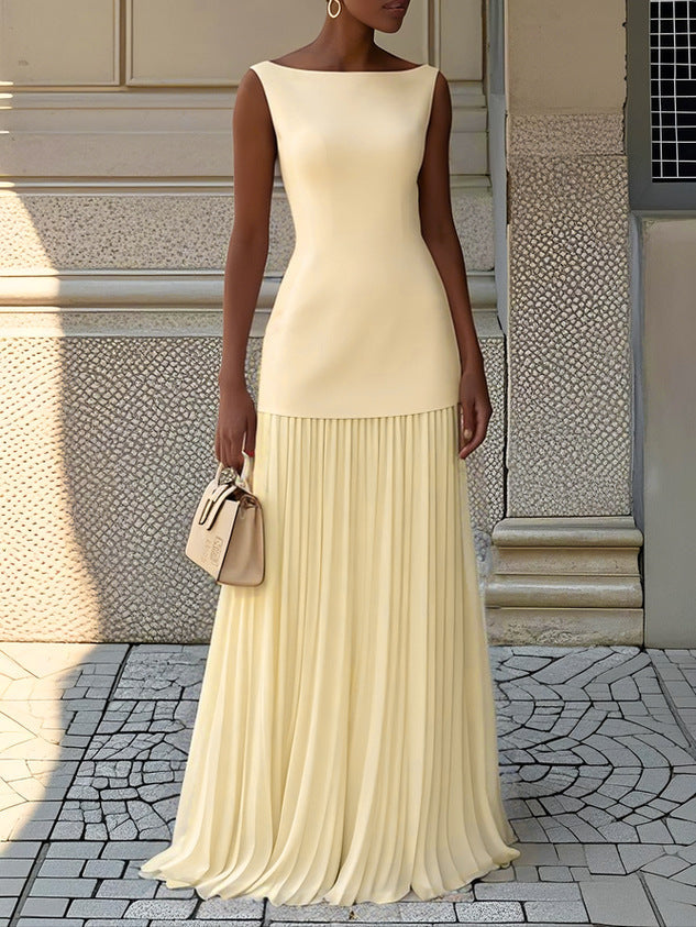Eliza | Sleeveless Pleated Maxi Dress