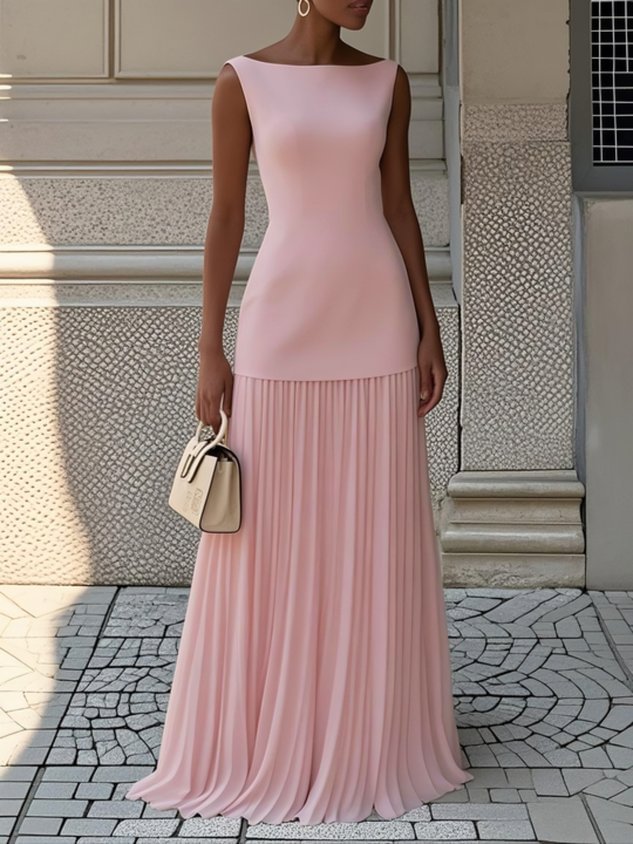 Eliza | Sleeveless Pleated Maxi Dress