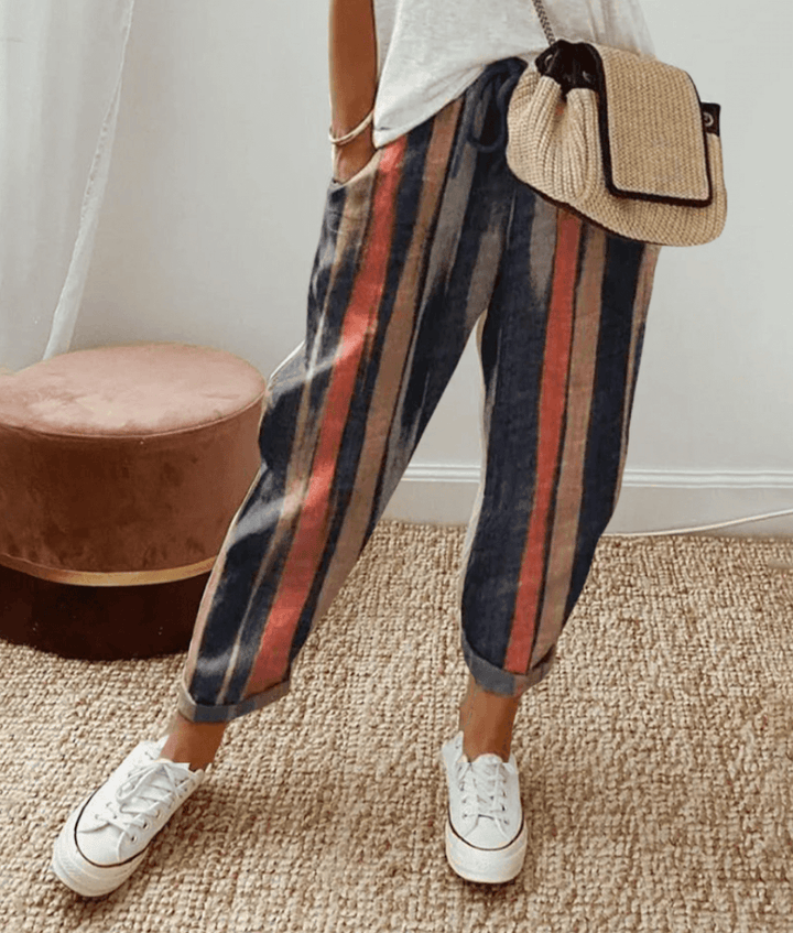 Elle | Flattering Fit &amp; Comfort Waistband Pant With Print