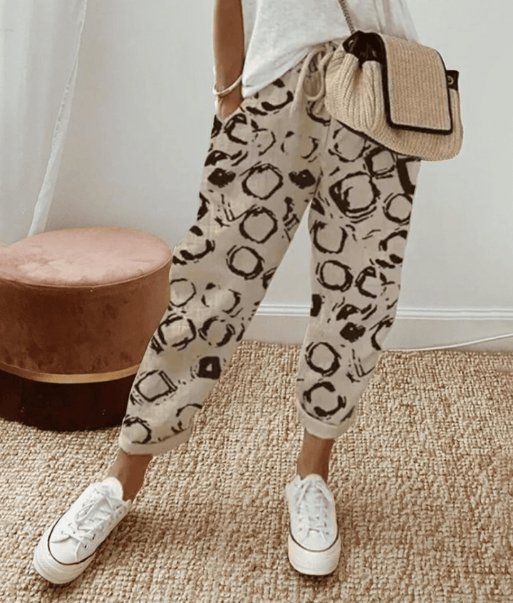 Elle | Flattering Fit &amp; Comfort Waistband Pant With Print