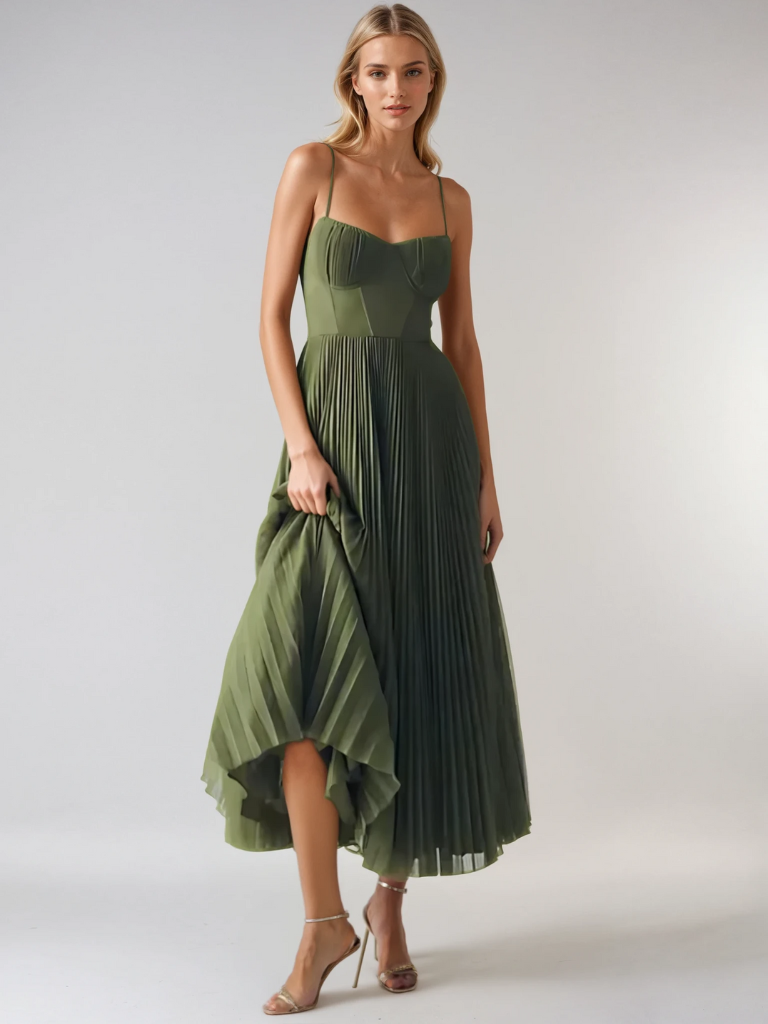Sonya | Sculpted Pleated Maxi Dress