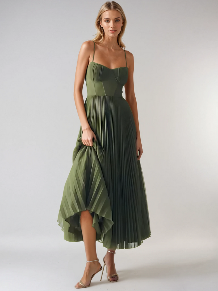 Sonya | Sculpted Pleated Maxi Dress