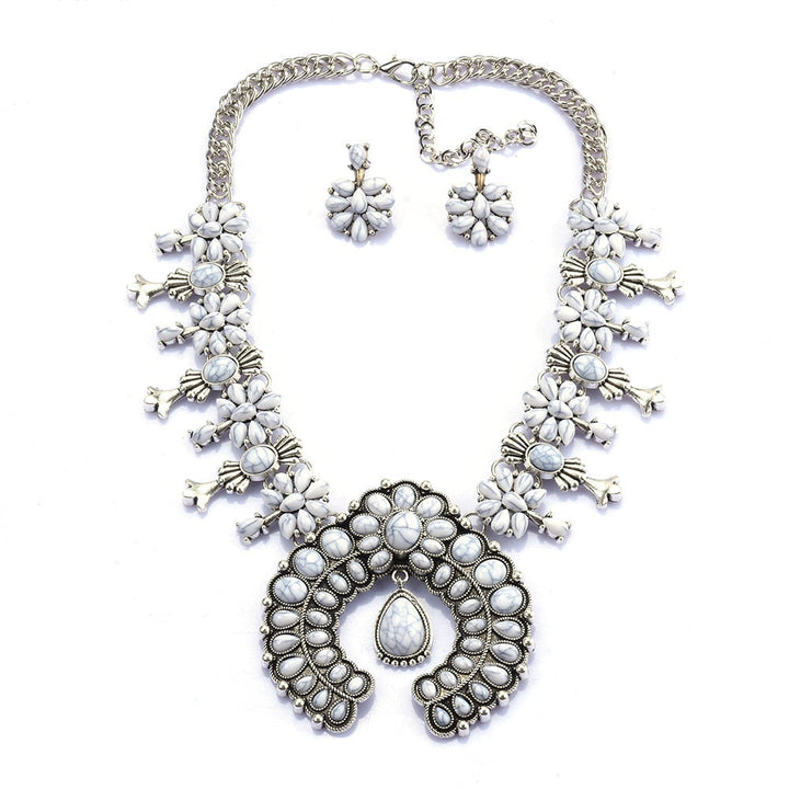 Zahara | Southwest Turquoise Blossom Necklace Set