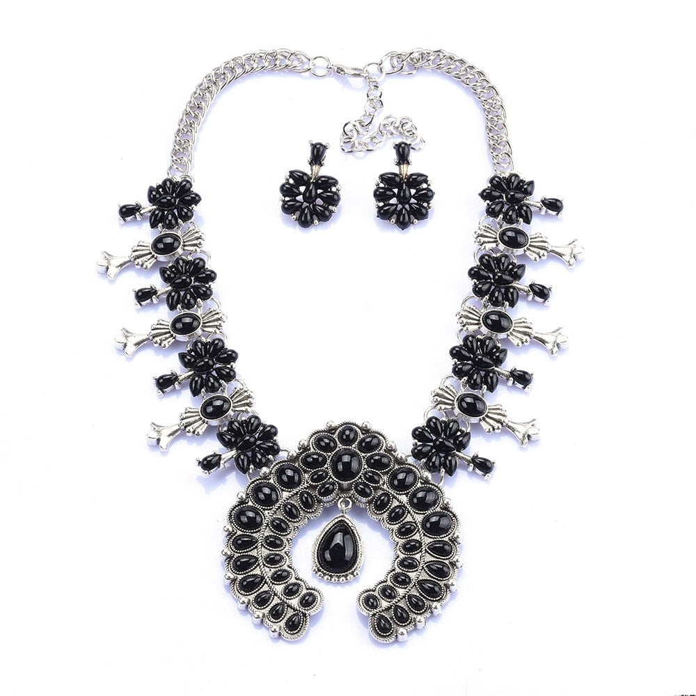 Zahara | Southwest Turquoise Blossom Necklace Set