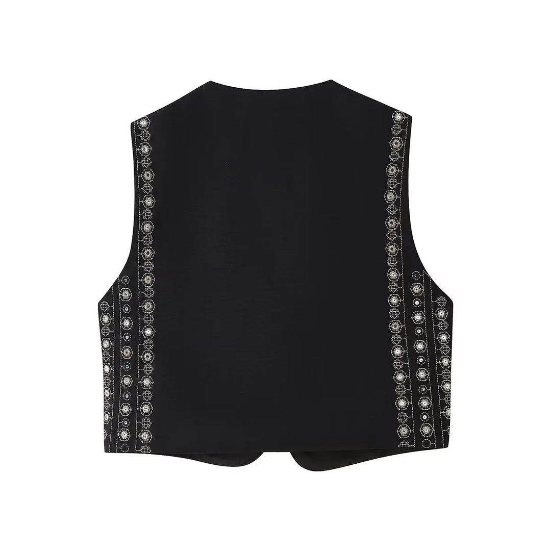 Celestia | Sequin Pattern Boho Vest