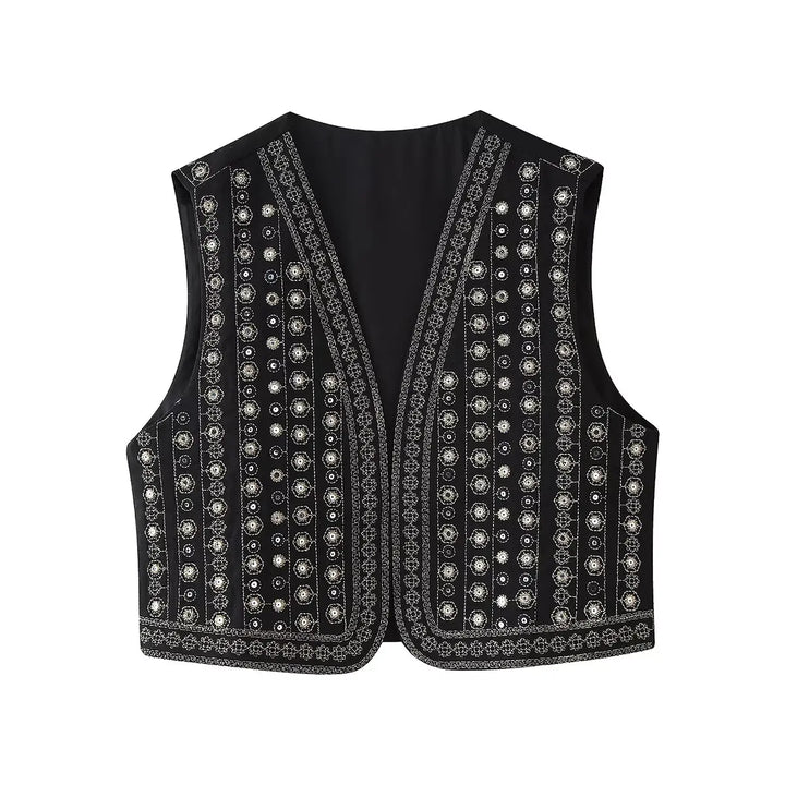 Celestia | Sequin Pattern Boho Vest