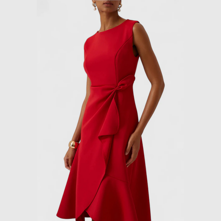 Sheila | Draped Asymmetric Midi Dress