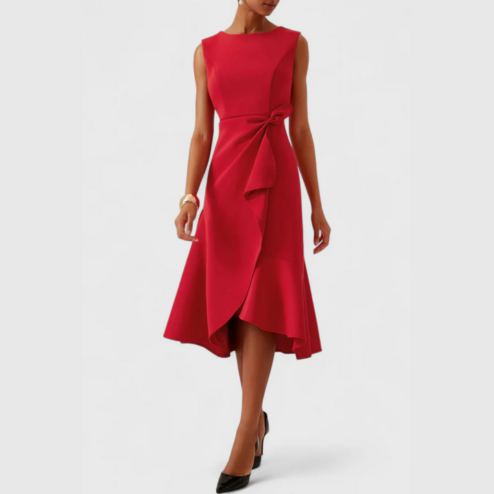 Sheila | Draped Asymmetric Midi Dress