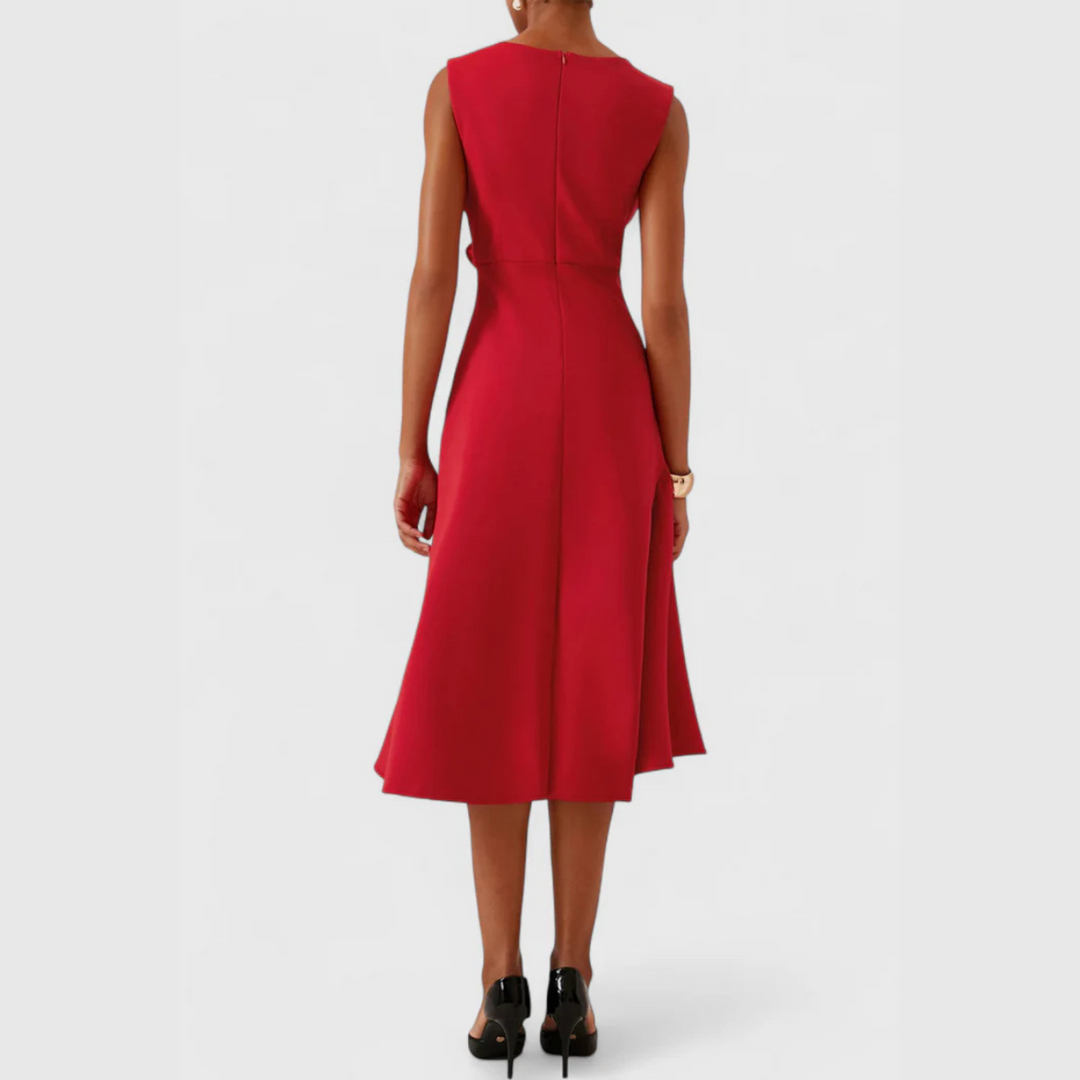 Sheila | Draped Asymmetric Midi Dress