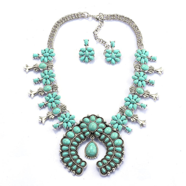 Zahara | Southwest Turquoise Blossom Necklace Set