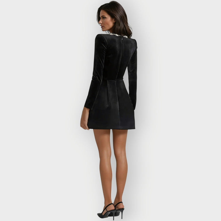 Carolyn | Velvet Square-Neck Mini Dress
