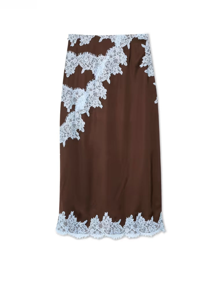 Mabel | Elegant Lace Panel Top &amp; Skirt Set
