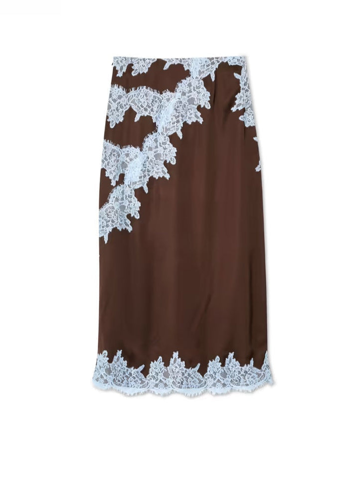 Mabel | Elegant Lace Panel Top &amp; Skirt Set